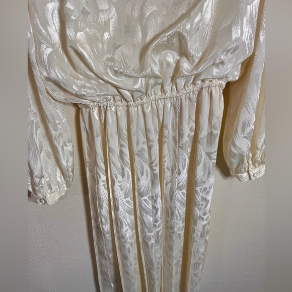 In The Mood Vintage Lace Pleated Ivory Dress Size 10 Long Sleeve 80's 90’s - Picture 9 of 16